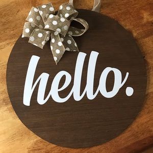 Hello Round Door Hanger Sign